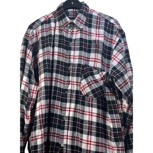 Key Flannel Long Sleeve Button Up Shirt Red Black White‎ Plaid farmcore L